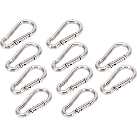Packung mit 10 robusten, federbelasteten Karabinerhaken und Schnellverschlussringen aus Edelstahl 304, geeignet für Vogelfutterhäuser, 6 mm (1/4)
