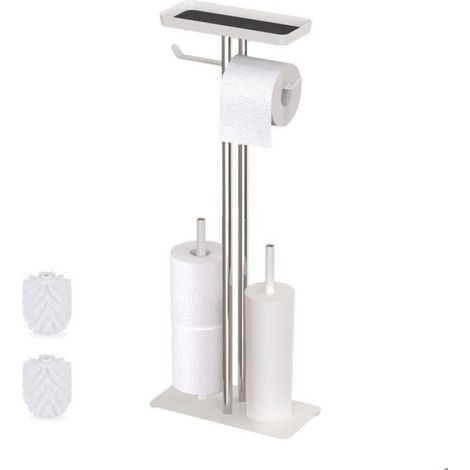 Serviteur WC - 77 x 30 x 15 cm - Non Fixe - Support Papier Toilette Humide - Blanc - 1 Pièce (1/5)