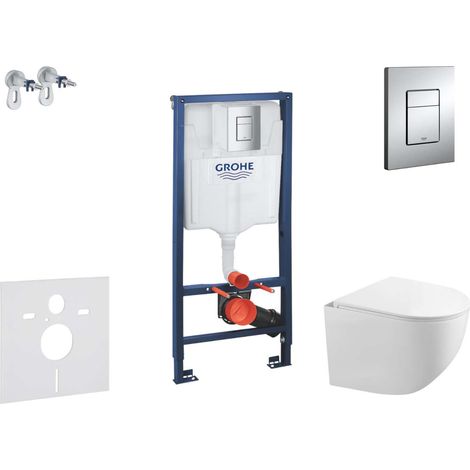 Grohe Rapid SL - Set Vorwandelement, Gaia-WC mit Softclose-Sitz und Skate Cosmopolitan-Betätigungsplatte, Chrom SANI11BA1105