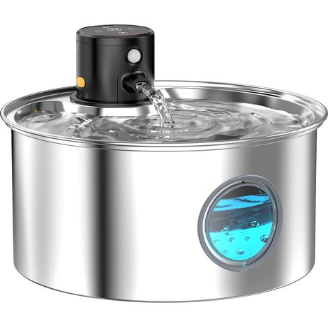 Kabelloser Katzenbrunnen, 3,2 l, Edelstahl, Bewegungsmelder, 4000 mAh Akku.