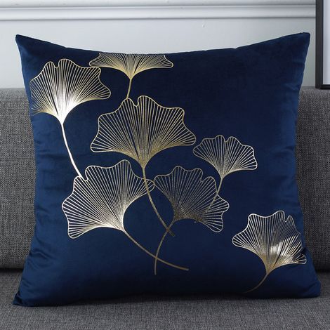 Set of 2 Cushion Covers 45x45cm Sofa Cushion Covers Navy Blue Velvet Cushion Covers Living Room Pillowcase (1/5)