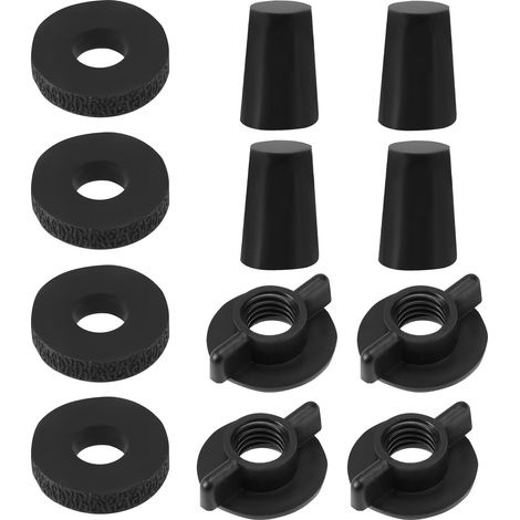 12pcs Kit de Remplacement pour Système de Filtration d'Eau, Entretien du Système de Filtration d'Eau Comprend 4pcs Écrous à Oreilles 4pcs Joints et 4pcs Bouchons en Silicone(Noir) (1/5)