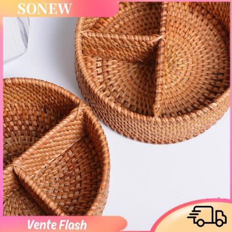 Sonew boîte de rangement décorative en rotin tissé Boîte de rangement tissée en rotin, panier de rangement Portable luminaire kit (1/5)