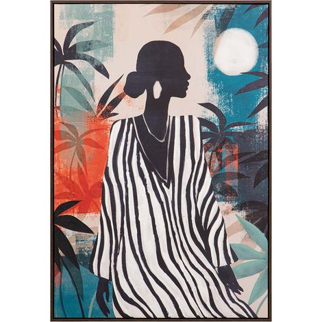 Cuadro Africana 50% Pintado A Mano 83X4X123 Cm (1/2)