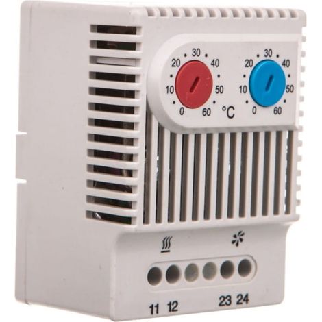 Termostato a doppia funzione per il controllo del funzionamento del riscaldatore/ventilatore NC/NO 230VAC, intervallo 0-60 gradi C 230VAC JWT6012