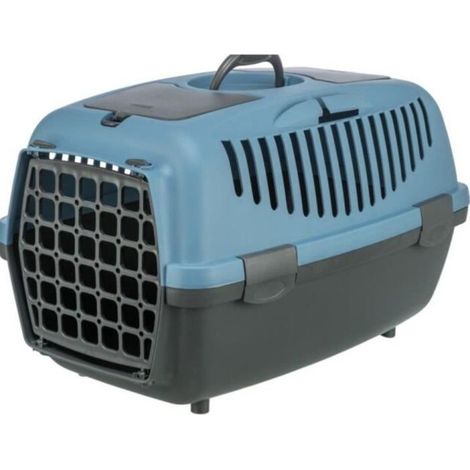 Box de transport - TRIXIE - Capri 2 - Recyclé - XS / S : 37 x 34 x 55 cm - Gris foncé / Bleu