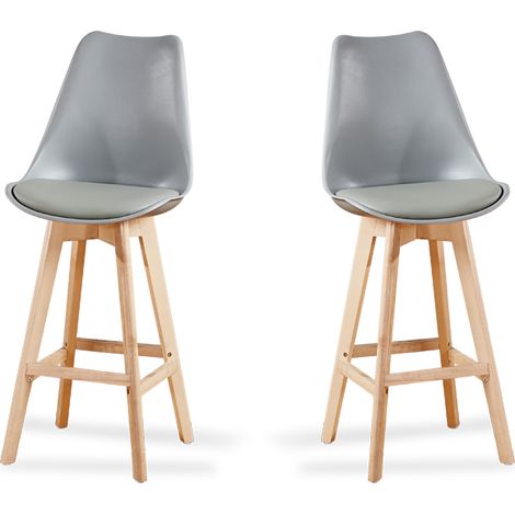 Lot de 2 tabourets de bar grises - Gotteborg (1/2)