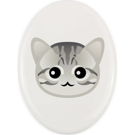 American Shorthair - dalle funéraire en céramique ornée de motifs et d'une inscription par Art-Dog (1/4)