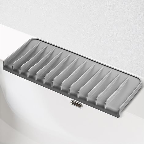 Tappetino di Scarico per Lavello da Cucina, Tappetino Stretto con Scarico Inclinato, Tappetino di Scarico Antiscivolo e Allungato - Grigio 25x10 cm (1/5)