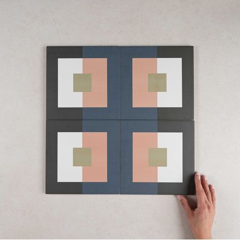 Carrelage grès cérame effet carreau ciment BAUHOME PUNKT COLD 20x20 cm Marron - Mat - boîte de 1 m2