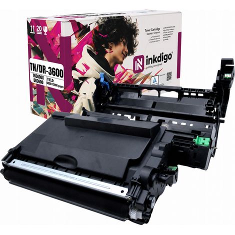 Tamburo Inkdigo + toner TN3600 DR3600 compatibile con Brother DCP-L5510DW, certificato TÜV. (1/5)