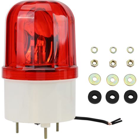 Gyrophare d'urgence 220V LTE1101J rouge IP45 avec alarme sonore 95dB pour atelier et chantier, fixation M4 incluse (1/5)