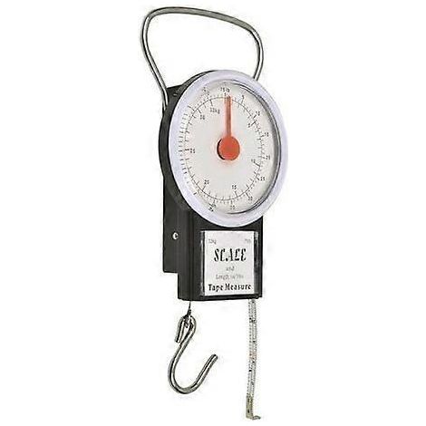 Balance à ressort avec mètre ruban, 32 kg, portable, avec hameçon, balance à bagages, balance de cuisine (offre promotionnelle)-AquaForge