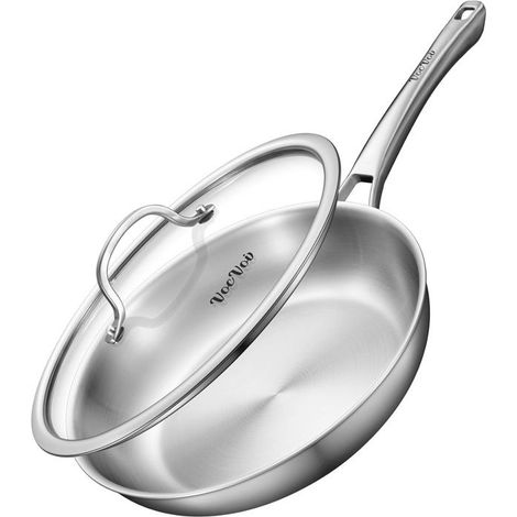 Poêle - GUTENT - 28 cm - Inox Tri‑Ply - Avec couvercle - Tous feux dont induction (1/5)