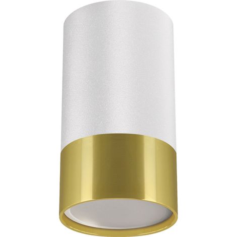 Plafoniera decorativa, bianca e oro, a forma di trombone, GU10, 35W, IP20, Ideus 04122 (1/2)