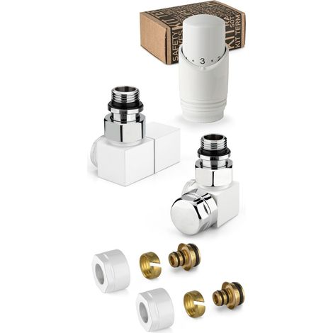 Kit de válvulas termostáticas de equipamiento, blancas y cromadas, cuadradas modelo APM 137KB 015 M 16 12  Blanco