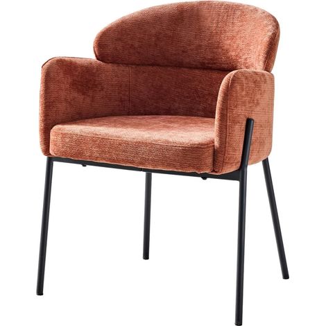 Dimo Poltrona Iris in Tessuto Terracotta con Gambe in Metallo – Sedia da Arredo Design Moderno (1/3)