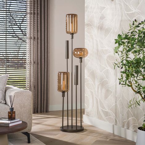 Lampadaire 5 lampes 35x170 cm en verre brun et métal bronze - NOEZI (1/5)