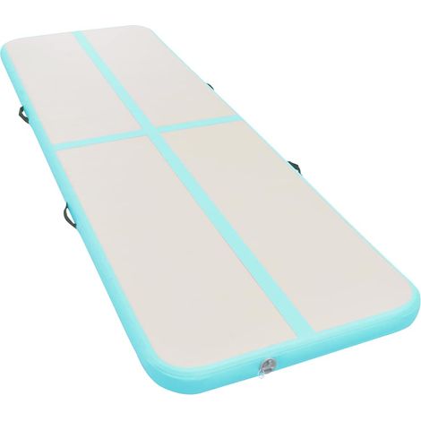 Tapis gonflable de gymnastique avec pompe 600x100x10cm PVC Vert (1/5)