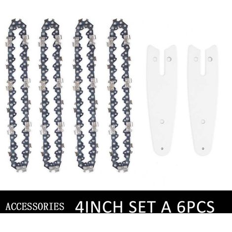 Set di 4 guide catena da 10 cm per mini motoseghe elettriche, accessori per motoseghe resistenti e di alta qualità. (1/4)