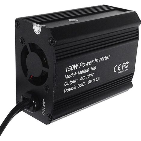 Inverter di potenza per auto da 150 W, convertitore da spina DC12V a AC220V, caricabatterie con porte di ricarica rapida da 18 W, adattatore per caricabatterie da auto (1/4)