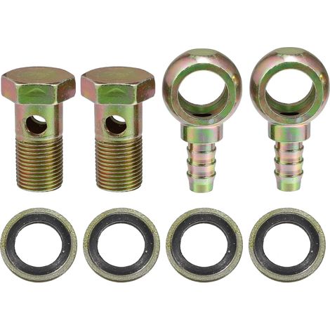 Raccord Banjo M18x1.5 12mm 2Pcs pour Système De Freinage Couleur: Bronze, Matériau: Métal, Filetage: M18X1.5, Diamètre: 18Mm/12Mm, Vis: 44X27Mm, Joint: 54X30Mm (1/5)