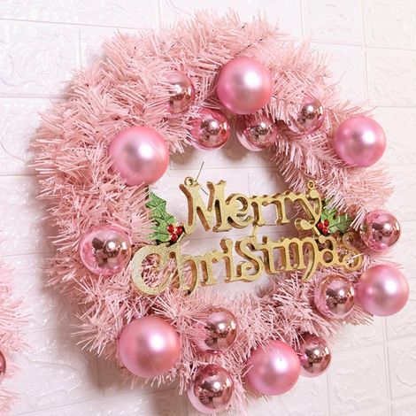 Guirlande De Noël - Couronne De Porte 30 Cm - Décor Artificiel En PVC Rose - Pour Intérieur Et Extérieur - 1 Pièce (1/5)