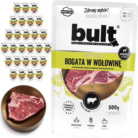 BULT Nassfutter für Hunde, Rindfleisch, Beutel, 30 x 500 g (1/2)