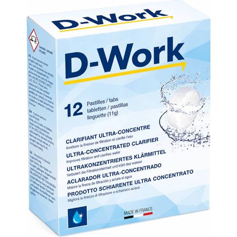 12 Pastilles de 11 g Clarifiantes Floculantes (132g) - Traitement Eau Piscine - D-Work