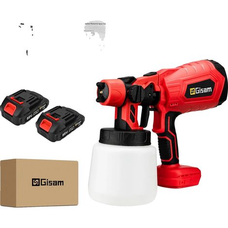 Pulverizador de pintura eléctrico, capacidad de 1000 ml, alta eficiencia, 2 pilas rojas pequeñas. (1/2)