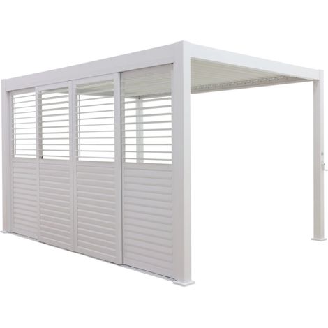 set 4 pareti scorrevoli per pergola bioclimatica eurogarden "atena" in alluminio bianco lato 4 mt