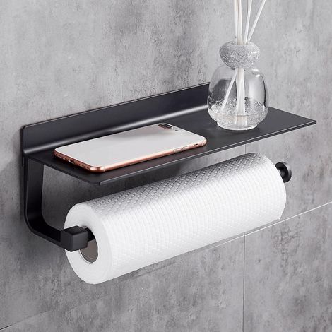 Porte Sopalin Mural Essuie Tout Distributeurs Dérouleur Essuie Tout 33cm, Métal, Porte-Papier de Cuisine Noir (1/3)