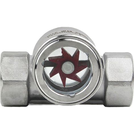 Indicateur de débit en acier inoxydable 1/2" pour fenêtre - Indicateur de débit d'eau avec roue - Affichage visuel pour ordinateurs et systèmes de refroidissement par eau (1/4)