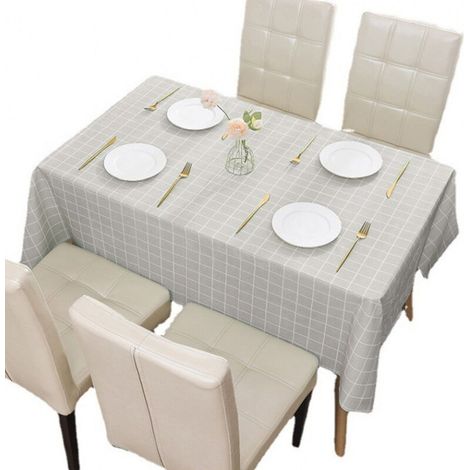 Bardusch-Nappe PVC gris carreaux 137×180 cm, imperméable/anti-taches, facile nettoyage, pique-nique/extérieur (1/4)
