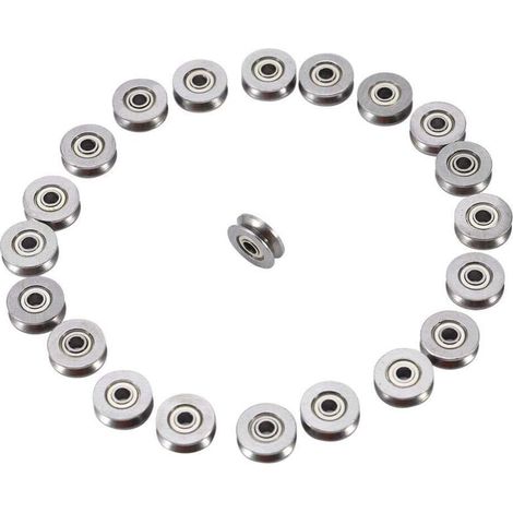 20pcs V623ZZ Miniature Steel V-Groove Guide Pulley Rail Ball Bearing 3x12x4mm for Linear Rail Motion System (1/5)