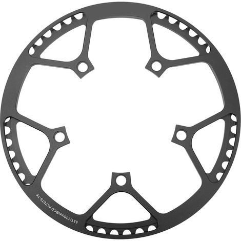 Plateau 58T en alliage d'aluminium, léger et résistant, finition anodisée noire, pédalier robuste pour vélo pliant, chaîne compatible, faible densité, durable. (1/5)