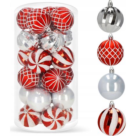 BOLAS PARA ÁRBOL DE NAVIDAD ADORNO 24 PCS NAVIDEÑAS 6 CM SET INDESTRUCTIBLES COLGANTES
