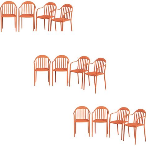 Gartenstuhl 12er Set wetterfest Gartenstühle aus Kunststoff Stapelstuhl mit Armlehne Rückenlehne stapelbar Terrassenstuhl bis 120 kg belastbar Gartenmöbel für Hinterhof, Garten, Balkon Rot