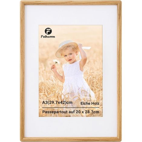 Cadre A3, Grand Pour Cadres A4 (20 X 28,7 cm) Avec Passe-Partout Ou A3 (29.7x42 cm) Sans Passe-Partout, En Chêne Massif Travaillé À La Main Mur Et Table (1/5)