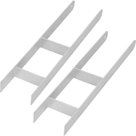 KOTARBAU® Kotarbau® Support de Poteau À Sceller - Support Poteau Bois en H 140x600 mm Lot de 2 - Pied de Poteau - Ancre Poteau Bois - Ancrage Poteau - Platine Poteau Bois - Acier Galvanisé - Argent (1/5)