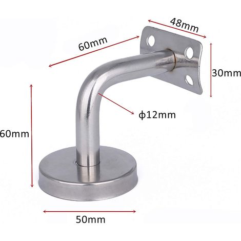 Jingming Lot de 2 supports de main courante en acier inoxydable, poli, argenté, montage mural, loft, barre de soutien de couloir (1/4)