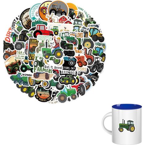 60 Pièces Autocollants de Tracteur, Autocollants Imperméables, Autocollants Imperméables, Autocollants Mignons de Véhicule de Chantier pour Bouteilles d'eau, Autocollants de Voiture de Dessin Animé (1/5)