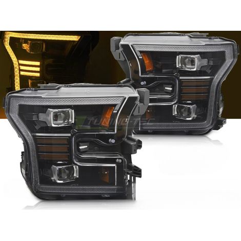 Paire de feux phares Ford F150 MK13 de 2014 a 2017 FULL LED DRL DYN Noir-41433463 (1/4)