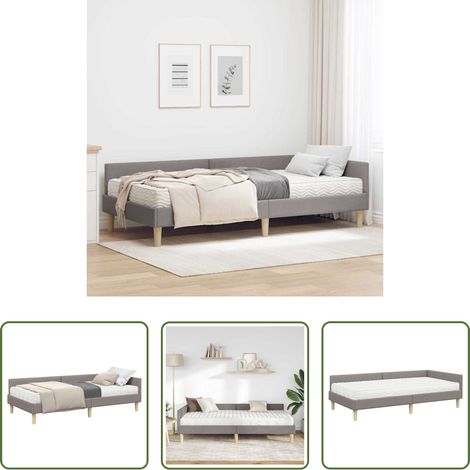 vidaXL Lit plateau -  Cadre de lit d'angle avec matelas 2 pcs Taupe tissu (1/5)