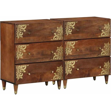 Buffet avec tiroir 2 pcs-Meuble de rangement marron miel 60 x 33.5 x 75 cm 548036 (1/5)