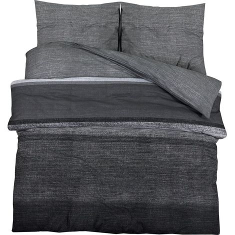 Ensemble de housse de couette，Parures de lit gris foncé 220x240 cm Coton CFW33514 (1/5)