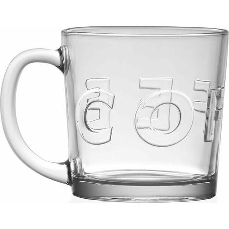 VERSA taza mug cristal 340 ml , Taza mug de cristal con una capacidad de 340 ml, perfecta para disfrutar de tu café, té, infusiones u otras bebidas calientes o frías. Su diseño en