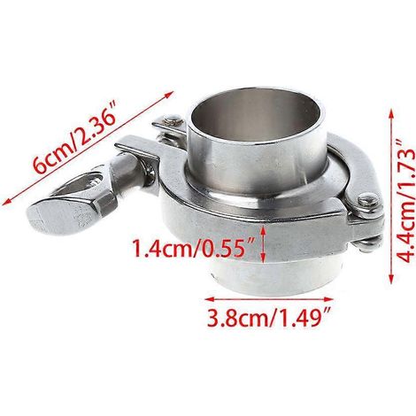 Bague de soudure pour tuyau sanitaire SS304 de 38 mm (1,5") de diamètre extérieur + pour raccord Tri-Clamp + jeu de joints PTFE (1/4)