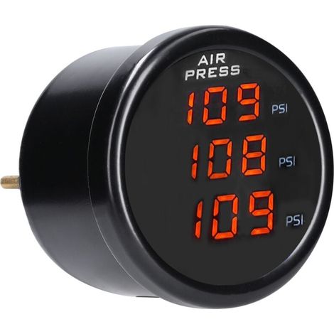 Zoternen Manomètre de pression d'air à triple affichage, manomètre numérique à LED, 0-220 psi, avec 3 capteurs 1/8 NPT (1/4)