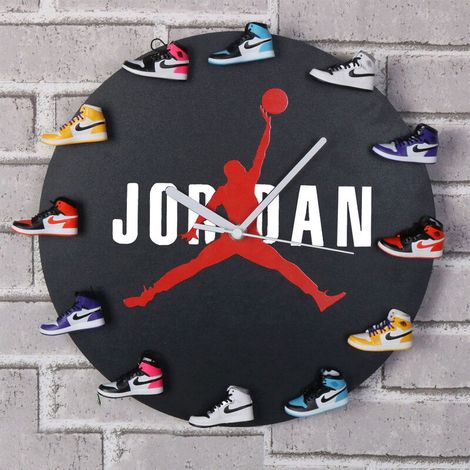 Benutzerdefinierte mode holz dekorative wanduhr, kreative dreidimensionale schuh form wanduhr aj1-12 generation AirJordan wanduhr
